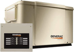 Generac Power - 1 Phase LP & NG Air Cooled Standby Power Generator - 120/240 V, 7.5 (LP) & 6 (NG) kW, OHV, Bisque Aluminum Enclosure, Use 51.6 (LP) & 117 (NG) to Fuel - Strong Tooling