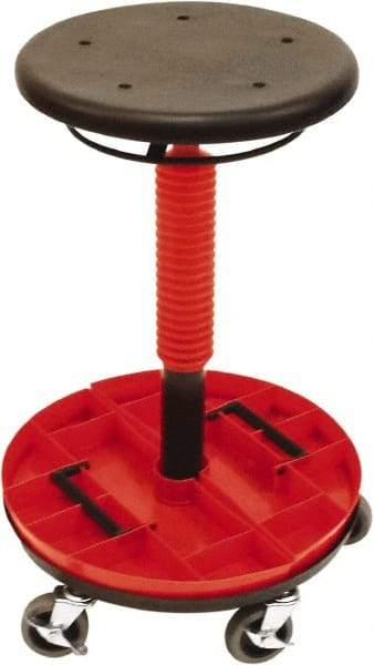 ShopSol - 300 Lb Capacity, 5 Wheel Trolley Stool - Polyurethane, 18" Long x 16-1/2" Overall Height x 18" Wide - Strong Tooling