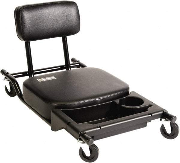 ShopSol - 300 Lb Capacity, 4 Wheel Creeper Seat - Steel/Vinyl, 32" Long x 18" Overall Height x 16" Wide - Strong Tooling