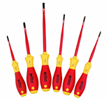 Insulated Slim Integrated Insulation 6 Piece Screwdriver Set Slotted 4.5; 6.5; Phillips #1 & 2; Square #1 & 2. - Strong Tooling