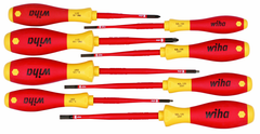 Insulated Slim Integrated Insulation 8 Piece Screwdriver Set Slotted 3.5; 4; 4.5; 5.5; Phillips #1 & 2; Square #1 & 2 - Strong Tooling