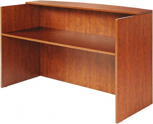 ALERA - Woodgrain Laminate Reception Desk - 71" Wide x 35-1/2" Deep x 42-1/2" High, Medium Cherry - Strong Tooling