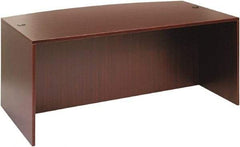 ALERA - Woodgrain Laminate Bow Front Desk - 71" Wide x 41-3/8" Deep x 29-5/8" High, Mahogany - Strong Tooling