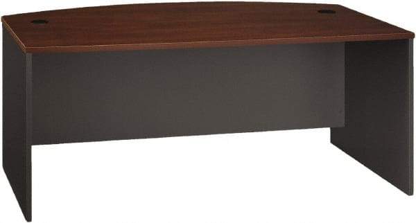 Bush Business Furniture - Laminate Over Wood Bow Front Desk - 71-1/8" Wide x 36-1/8" Deep x 29-7/8" High, Hansen Cherry & Graphite Gray - Strong Tooling