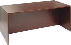 ALERA - Woodgrain Laminate Desk Shell - 71" Wide x 35-1/2" Deep x 29-5/8" High, Mahogany - Strong Tooling