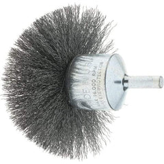 Tru-Maxx - 3" Brush Diam, Crimped, Flared End Brush - 1/4" Diam Steel Shank, 16,000 Max RPM - Strong Tooling