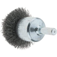 Tru-Maxx - 1-1/2" Brush Diam, Crimped, Flared End Brush - 1/4" Diam Steel Shank, 20,000 Max RPM - Strong Tooling