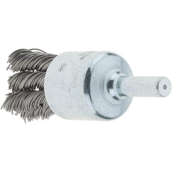 Tru-Maxx - 3/4" Brush Diam, Knotted, End Brush - 1/4" Diam Steel Shank, 22,000 Max RPM - Strong Tooling