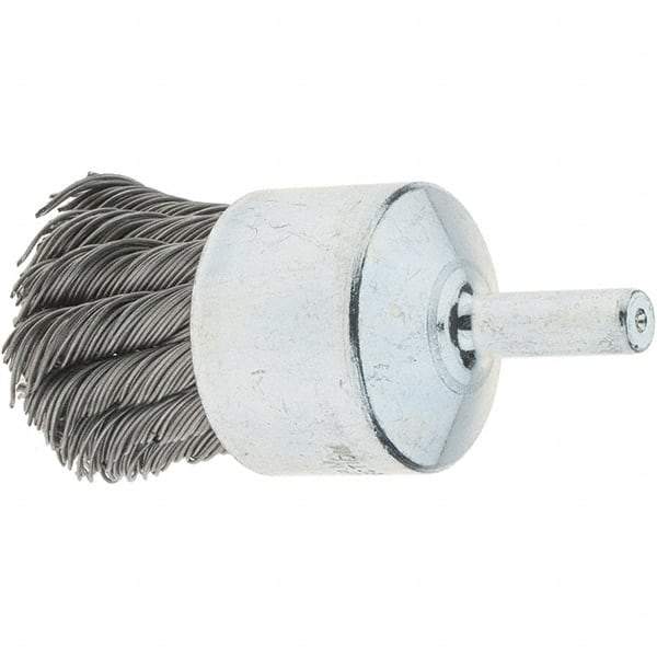 Tru-Maxx - 1-1/8" Brush Diam, Knotted, End Brush - 1/4" Diam Steel Shank, 22,000 Max RPM - Strong Tooling