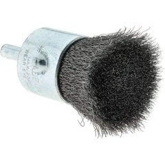 Tru-Maxx - 1" Brush Diam, Crimped, Flared End Brush - 1/4" Diam Steel Shank, 22,000 Max RPM - Strong Tooling