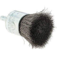 Tru-Maxx - 1" Brush Diam, Crimped, Flared End Brush - 1/4" Diam Steel Shank, 22,000 Max RPM - Strong Tooling