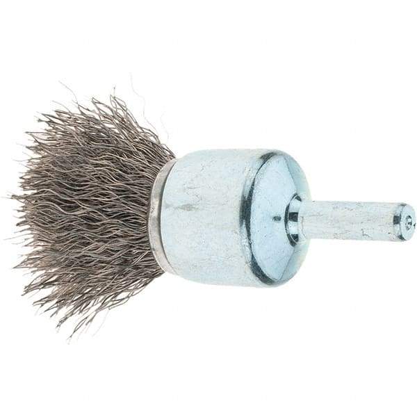 Tru-Maxx - 3/4" Brush Diam, Crimped, Flared End Brush - 1/4" Diam Steel Shank, 22,000 Max RPM - Strong Tooling