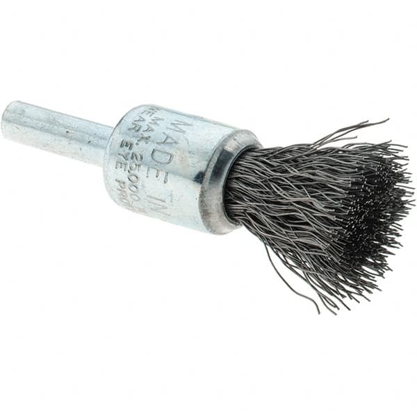 Tru-Maxx - 1/2" Brush Diam, Crimped, Flared End Brush - 1/4" Diam Steel Shank, 25,000 Max RPM - Strong Tooling