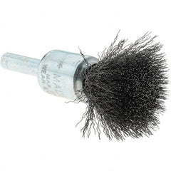 Tru-Maxx - 1/2" Brush Diam, Crimped, Flared End Brush - 1/4" Diam Steel Shank, 25,000 Max RPM - Strong Tooling