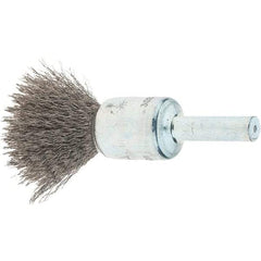 Tru-Maxx - 1/2" Brush Diam, Crimped, Flared End Brush - 1/4" Diam Steel Shank, 25,000 Max RPM - Strong Tooling