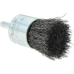 Tru-Maxx - 1" Brush Diam, Crimped, Flared End Brush - 1/4" Diam Steel Shank, 22,000 Max RPM - Strong Tooling