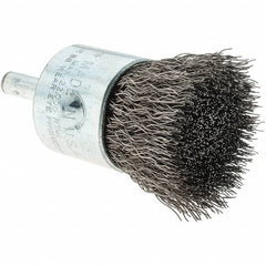 Tru-Maxx - 1" Brush Diam, Crimped, Flared End Brush - 1/4" Diam Steel Shank, 22,000 Max RPM - Strong Tooling