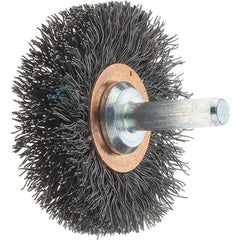 Tru-Maxx - 2" OD, 1/4" Shank Diam, Crimped Steel Wheel Brush - 3/8" Face Width, 1/2" Trim Length, 0.0118" Filament Diam, 20,000 RPM - Strong Tooling