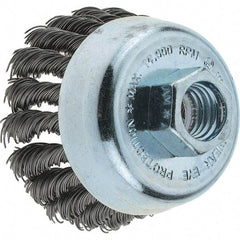 Tru-Maxx - 2-3/4" Diam, 5/8-11 Threaded Arbor, Steel Fill Cup Brush - 0.02 Wire Diam, 1" Trim Length, 14,000 Max RPM - Strong Tooling