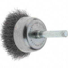 Tru-Maxx - 1-3/4" Diam, 1/4" Shank Diam, Steel Fill Cup Brush - 0.0118 Wire Diam, 3/4" Trim Length, 13,000 Max RPM - Strong Tooling