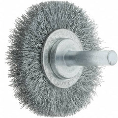 Tru-Maxx - 2" OD, 1/4" Shank Diam, Crimped Steel Wheel Brush - 3/8" Face Width, 7/16" Trim Length, 0.008" Filament Diam, 20,000 RPM - Strong Tooling