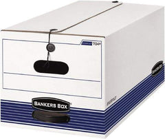 BANKERS BOX - 1 Compartment, 12-1/4" Wide x 10-3/4" High x 24-1/8" Deep, Storage Box - Corrugated Cardboard, White/Blue - Strong Tooling