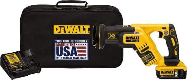 DeWALT - 20V, 0 to 2,900 SPM, Cordless Reciprocating Saw - 1-1/8" Stroke Length, 14-1/2" Saw Length, 1 Lithium-Ion Battery Included - Strong Tooling