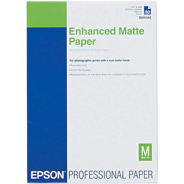 Epson - 11-3/4" x 16-1/2" White Photo Paper - Use with Inkjet Printers - Strong Tooling