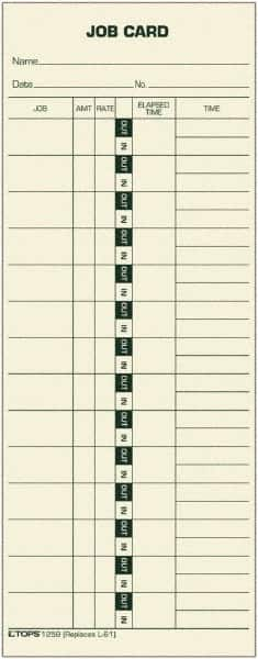 TOPS - 3-29/32" High x 9-45/64" Wide Weekly Time Cards - Use with Cincinnati L-61, Lathem L-61, Simplex 15-800622 - Strong Tooling