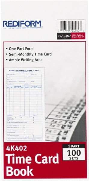 REDIFORM - 29/32" High x 4-13/64" Wide Bi-Weekly Time Cards - Use with Manual Time Record - Strong Tooling