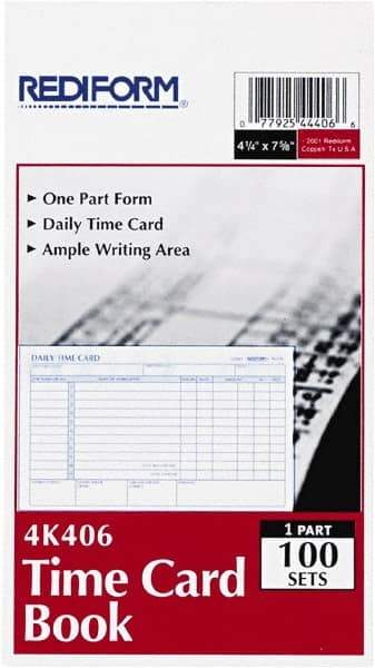 REDIFORM - 29/32" High x 4-13/64" Wide Daily Time Cards - Use with Manual Time Record - Strong Tooling