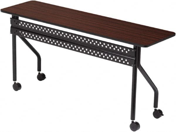 ICEBERG - 18" Long x 60" Wide x 29" High Stationary Rectangular Training Table - 3/4" Thick, Mahogany & Black, Melamine/Laminate/Steel - Strong Tooling