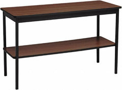 Barricks - 18" Long x 48" Wide x 30" High Stationary Rectangular Utility Tables - 3/4" Thick, Walnut & Black, Wood Grain Laminate/Steel - Strong Tooling