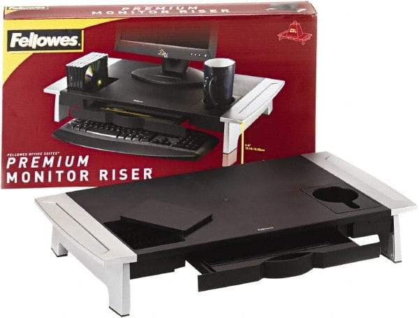 FELLOWES - Black & Silver Monitor Riser - Use with Monitor - Strong Tooling