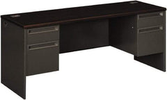 Hon - 72" Long x 29-1/2" High x 24" Deep, 4 Drawer Kneespace Credenza - Mahogany/Charcoal (Color), Metal - Strong Tooling