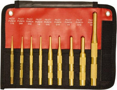 Mayhew - 9 Piece, 1/16 to 3/8", Brass Pilot Punch Kit - Round Shank, Brass, Comes in Pouch - Strong Tooling