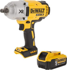 DeWALT - 1/2" Drive 20 Volt Mid-Handle Cordless Impact Wrench & Ratchet - 1,900 RPM, 0 to 2,400 BPM, 700 Ft/Lb Torque, 1 Lithium-Ion Battery Included - Strong Tooling