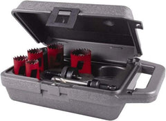 M.K. MORSE - 7 Piece, 7/8" to 1-1/2" Saw Diam, Mechanic's Hole Saw Kit - Bi-Metal, Toothed Edge, Pilot Drill Model No. MAPD301, Includes 2 Hole Saws - Strong Tooling