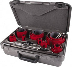 M.K. MORSE - 25 Piece, 3/4" to 4-3/4" Saw Diam, Contractor's Hole Saw Kit - Bi-Metal, Toothed Edge, Pilot Drill Model No. MAPD301, Includes 5 Hole Saws - Strong Tooling