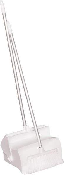 Remco - 14" Wide x 7-1/8" Deep x 47-1/2" High Upright Dustpan with Broom - Plastic Body, 37" Aluminum Handle, White - Strong Tooling