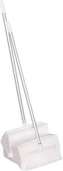 Remco - 14" Wide x 7-1/8" Deep x 47-1/2" High Upright Dustpan with Broom - Plastic Body, 37" Aluminum Handle, White - Strong Tooling