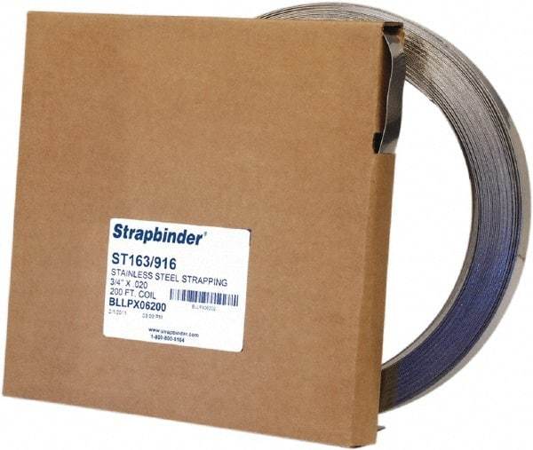 IDEAL TRIDON - Grade 304, Stainless Steel Banding Strap Roll - 1/2" Wide x 0.025" Thick - Strong Tooling