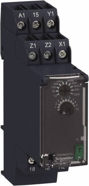 Schneider Electric - 6 Pin, 300 hr Delay, Multiple Range SPDT Time Delay Relay - 8 Contact Amp, 250 Volt, On Board Trimpot - Strong Tooling