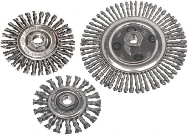 Camel Grinding Wheels - 6-1/2" OD, 5/8-11 Arbor Hole, Stringer Bead Stainless Steel Wheel Brush - 6-1/2" Face Width, 1" Trim Length, 0.02" Filament Diam - Strong Tooling