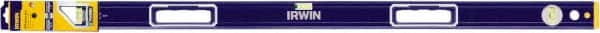 Irwin - Magnetic 48" Long 3 Vial Box Beam Level - Aluminum, Blue/Yellow, 1 Level & 2 Plumb Vials - Strong Tooling