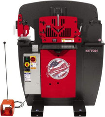 Edwards Manufacturing - 7-1/2" Throat Depth, 100 Ton Punch Pressure, 1-1/16" in 1" Punch Capacity Ironworker - 7-1/2 hp, 3 Phase, 230 Volts, 45" Wide x 61-11/16" High x 56-1/8" Deep - Strong Tooling