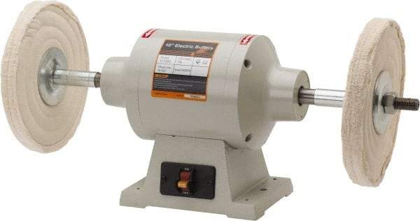 Enco - 10" Wheel Diam x 3/4" Wheel Width, 1 hp Buffer - 3/4" Arbor Hole Diam, 1 Phase, 3,450 Max RPM, 120 Volts - Strong Tooling