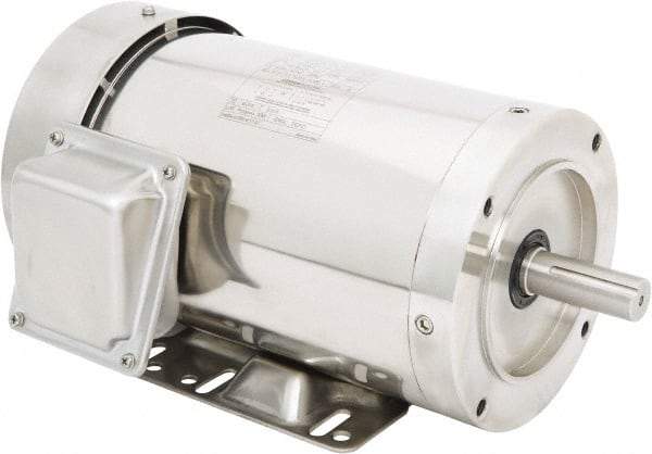 Leeson - 2 Max hp, 1,800 Max RPM, Premium Efficient Electric AC DC Motor - 230/460 V Input, Three Phase, 145TC Frame, 7/8" Shaft Diam, C-Face with Base Mount, TEFC Enclosure - Strong Tooling