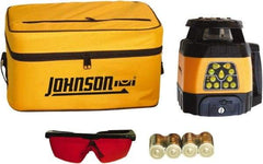 Johnson Level & Tool - 1,500' (Exterior) Measuring Range, 1/8" at 100' Accuracy, Self-Leveling Rotary Laser - 200, 500 RPM, 2 Beams, C Battery Included - Strong Tooling