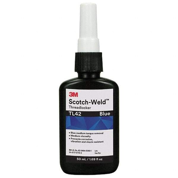 3M - 250 mL Bottle, Blue, Medium Strength Liquid Threadlocker - Series TL42, 24 hr Full Cure Time, Hand Tool Removal - Strong Tooling